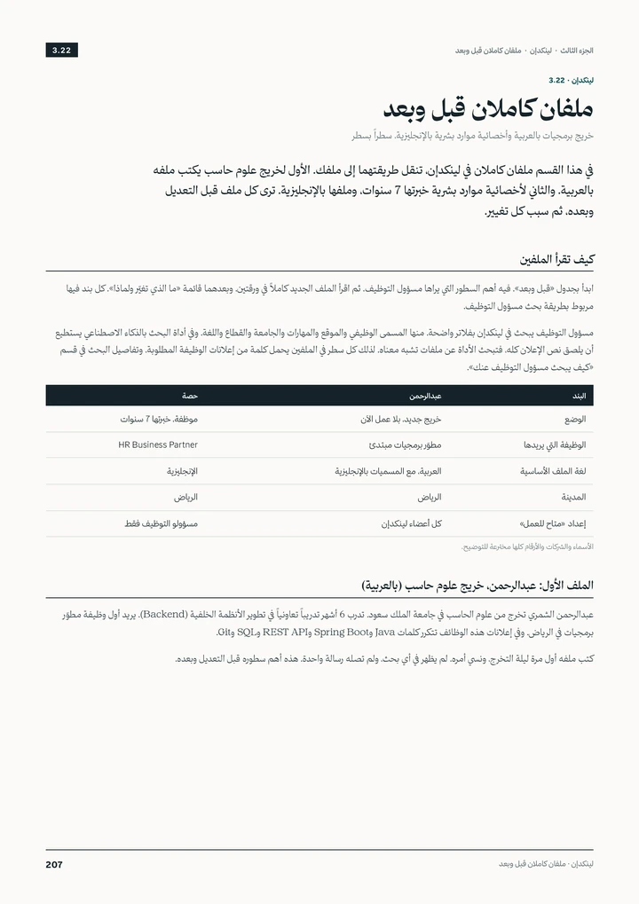 ملف لينكدإن قبل وبعد